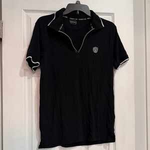 Members Only Black Polo Shirt with White Trim